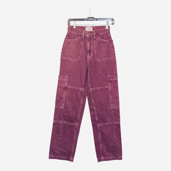 BDG Urban‎ Outfitters Kate High Waisted Baggy Cargo Jean Plum Women Size 24 - Picture 3 of 9